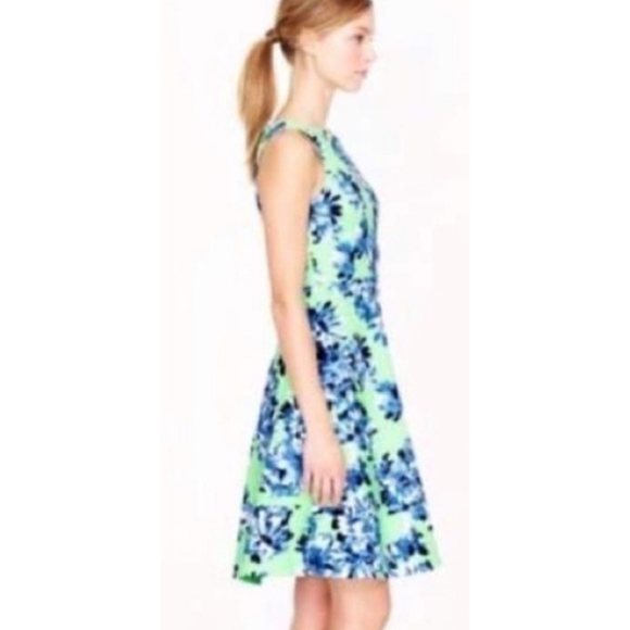 J.Crew Factory Floral Sheath Dress Green & Blue Size 4 - Picture 2 of 12